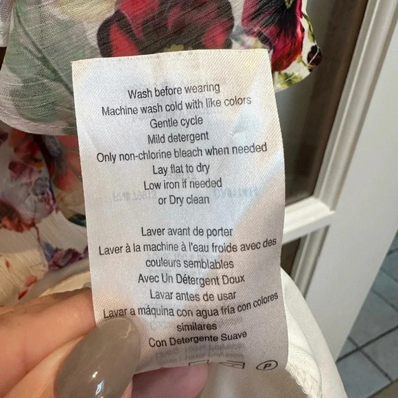 Jessica Simpson Maternity Cream Floral Asymmetrical Chiffon Ruffle Dress Size S - Picture 12 of 14